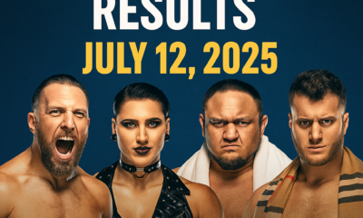 AEW Dynamite July 12, 2025 match results with featured wrestlers Bryan Danielson, Rhea Ripley, Samoa Joe, and MJF