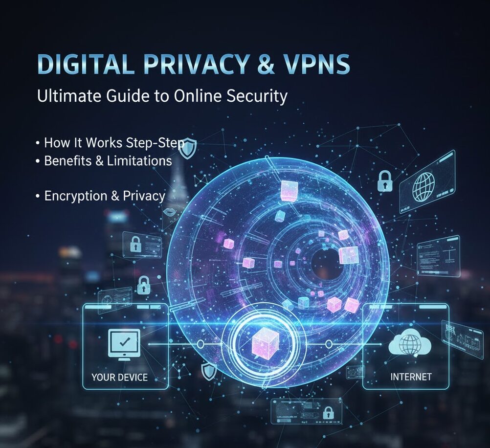 Learn what a VPN is, how it works step by step, its benefits, limitations, security features, and how VPNs protect your online privacy.